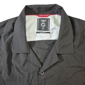 Fried Denim NYC Men's Slim Fit Short Sleeve Button Down Shirt‎ Black Large Notch